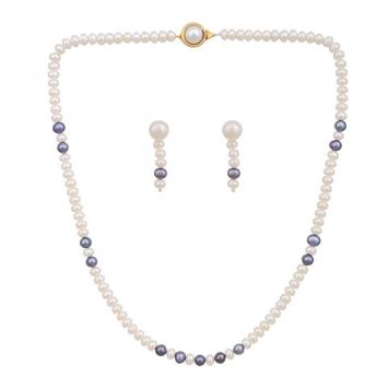 Gorgeous White-Grey Freshwater Single String Pearl Neck...