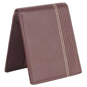 Men Brown Pure Leather RFID Wallet 3 Card Slot 2 Note C...