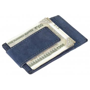 Men Blue Original Leather RFID Money Clip 7 Card Slot 0...