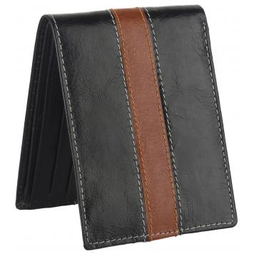 Men Black Original Leather RFID Wallet 6 Card Slot 2 No...