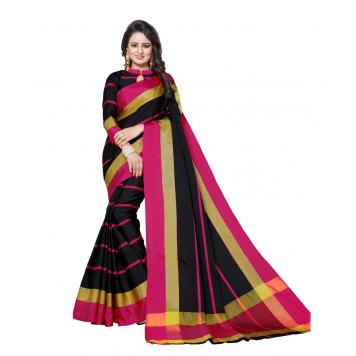 Pure Soft Cotton Silk Saree with Blouse (Multi) By Aslifashion