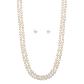 Stylish & Trendy White Freshwater Round Pearl 2 Str...