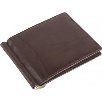 Men Brown Pure Leather RFID Money Clip 6 Card Slot 0 No...