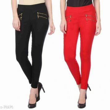 Super Fine Quality Cotton Jeggings Combo by Asli Fashio...