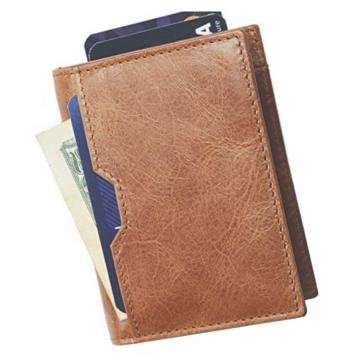 Men Brown Genuine Leather RFID Card Holder 7 Card Slot ...