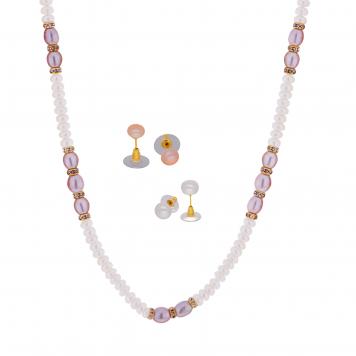 Tremendous Single Line Pink and White Pearl Necklace fo...