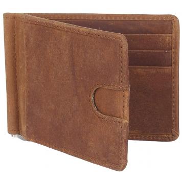 Men Brown Genuine Leather RFID Money Clip 8 Card Slot 0...