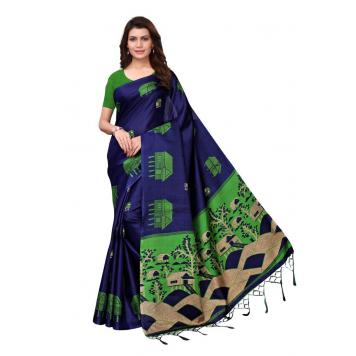 Premium Kalamkari Khadi Fashionable Sarees (Green) By A...