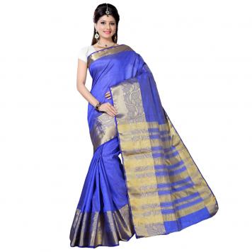 Premium Tussar Silk Fashionable Sarees (Blue) By Aslifa...