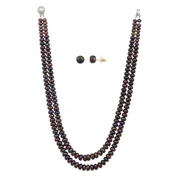 Magnificient Grey Freshwater 2String Pearl Necklace Set...