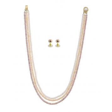 Beautiful Trio of Peach Pink and White Freshwater Pearl...