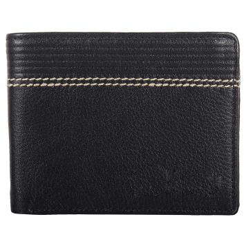 Men Black Original Leather RFID Wallet 6 Card Slot 2 No...