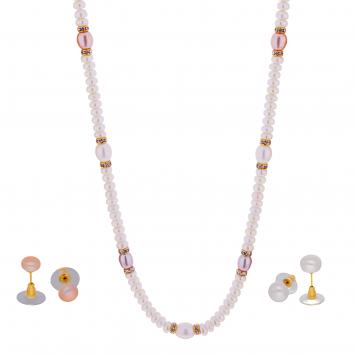 Great Combination of Peach Pink and White Pearl Necklac...