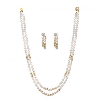 Marvelous White Freshwater 2 String Pearl Necklace Set ...