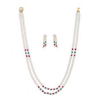 Classy Colorful Freshwater 2 String Pearl Necklace Set ...