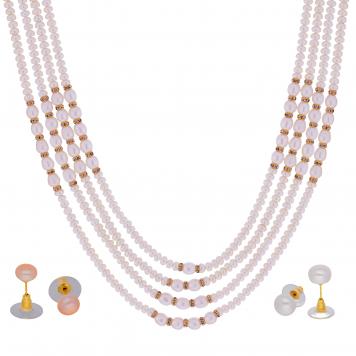 Jasmine White Oval and Of Round Pearl Necklace of 4 Lin...