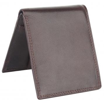 Men Brown Genuine Leather RFID Wallet 4 Card Slot 2 Not...