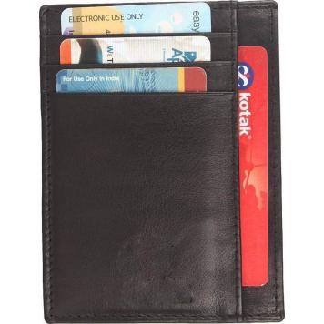 Men Black Original Leather RFID Card Holder 7 Card Slot...