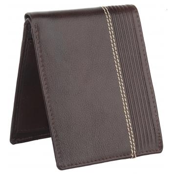 Men Brown Pure Leather RFID Wallet 3 Card Slot 2 Note C...