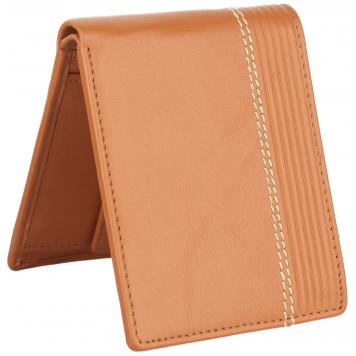 Men Brown Genuine Leather RFID Wallet 3 Card Slot 2 Not...