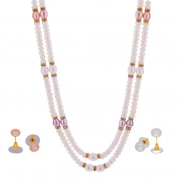 Great Combination of Peach Pink and White Pearl Necklac...