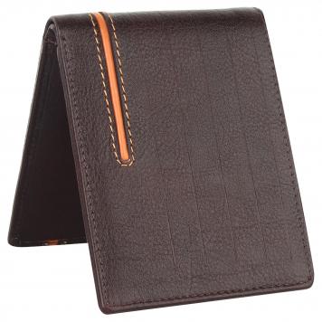 Men Brown Original Leather RFID Wallet 6 Card Slot 2 Note Compartment