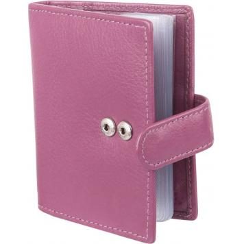 Men Pink Original Leather RFID Card Holder 20 Card Slot...