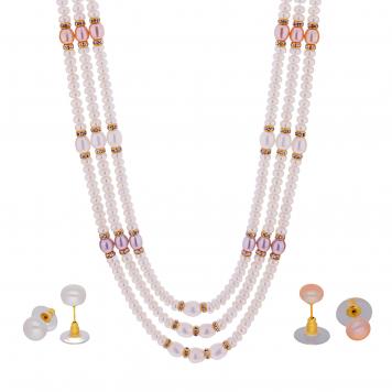 Great Combination of Peach Pink and White Pearl Necklac...