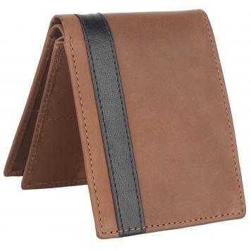 Men Brown Genuine Leather RFID Wallet 13 Card Slot 2 No...