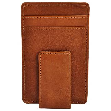 Men Brown Pure Leather RFID Money Clip 7 Card Slot 0 No...