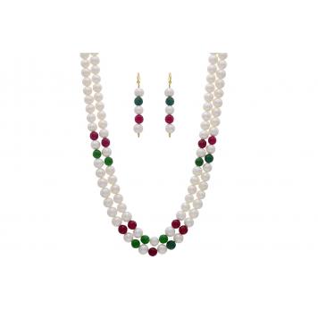 Simply Colorful Freshwater Round Shape Two String Pearl...